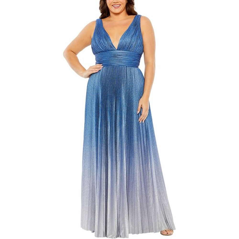 Mac Duggal Womens  Plus V-Neck Ombre Gown